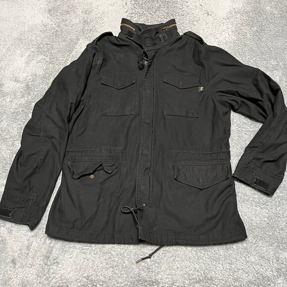 Vintage Alpha Industries Coat Womens Medium M65 Field Jacket Black Chore - Picture 1 of 11